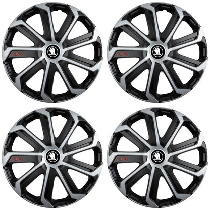 Set 4 Capace Roti Evo Gri-Negru R16, pentru SKODA NOU