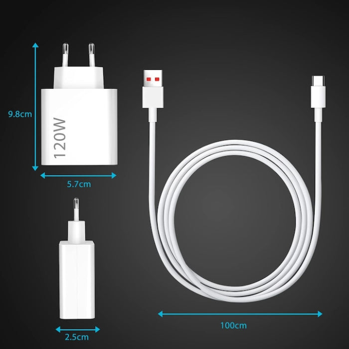 Încărcător Rapid 120W USB Tip C cu Fir, Universal 100-240V