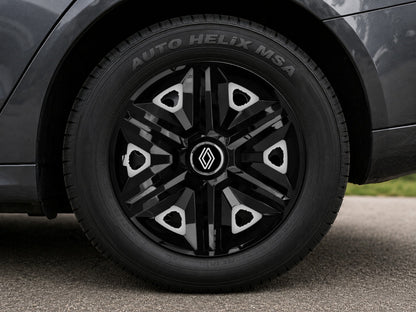 Set 4 capace roti Hubcaps fast black R14 Compatibil Cu Renault Nou