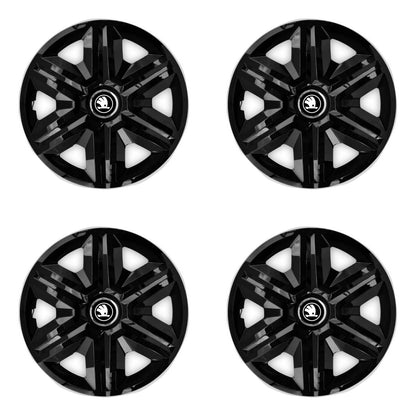 Set 4 capace roti Hubcaps fast black R15 Compatibil Cu Skoda Nou
