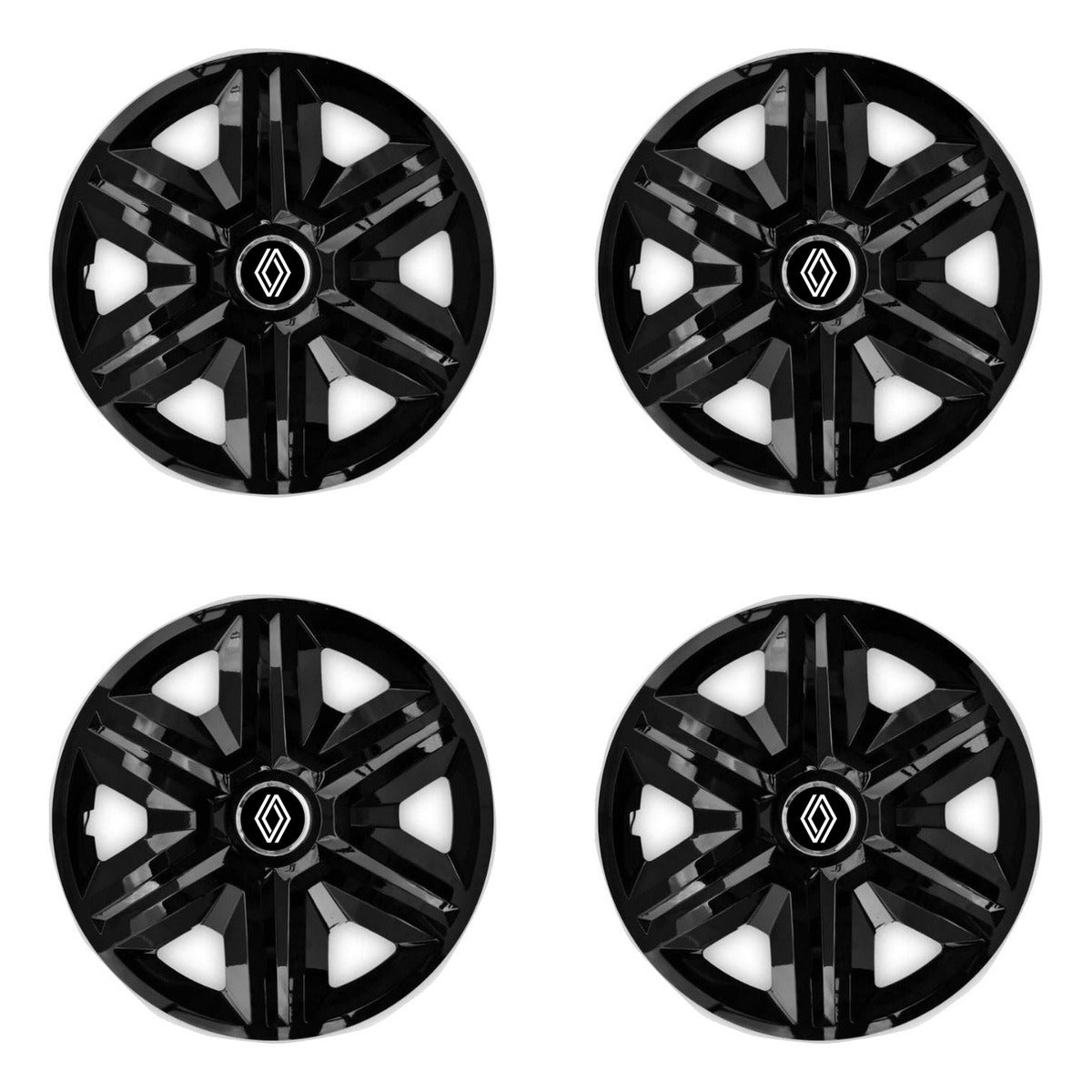 Set 4 capace roti Hubcaps fast black R15 Compatibil Cu Renault Nou