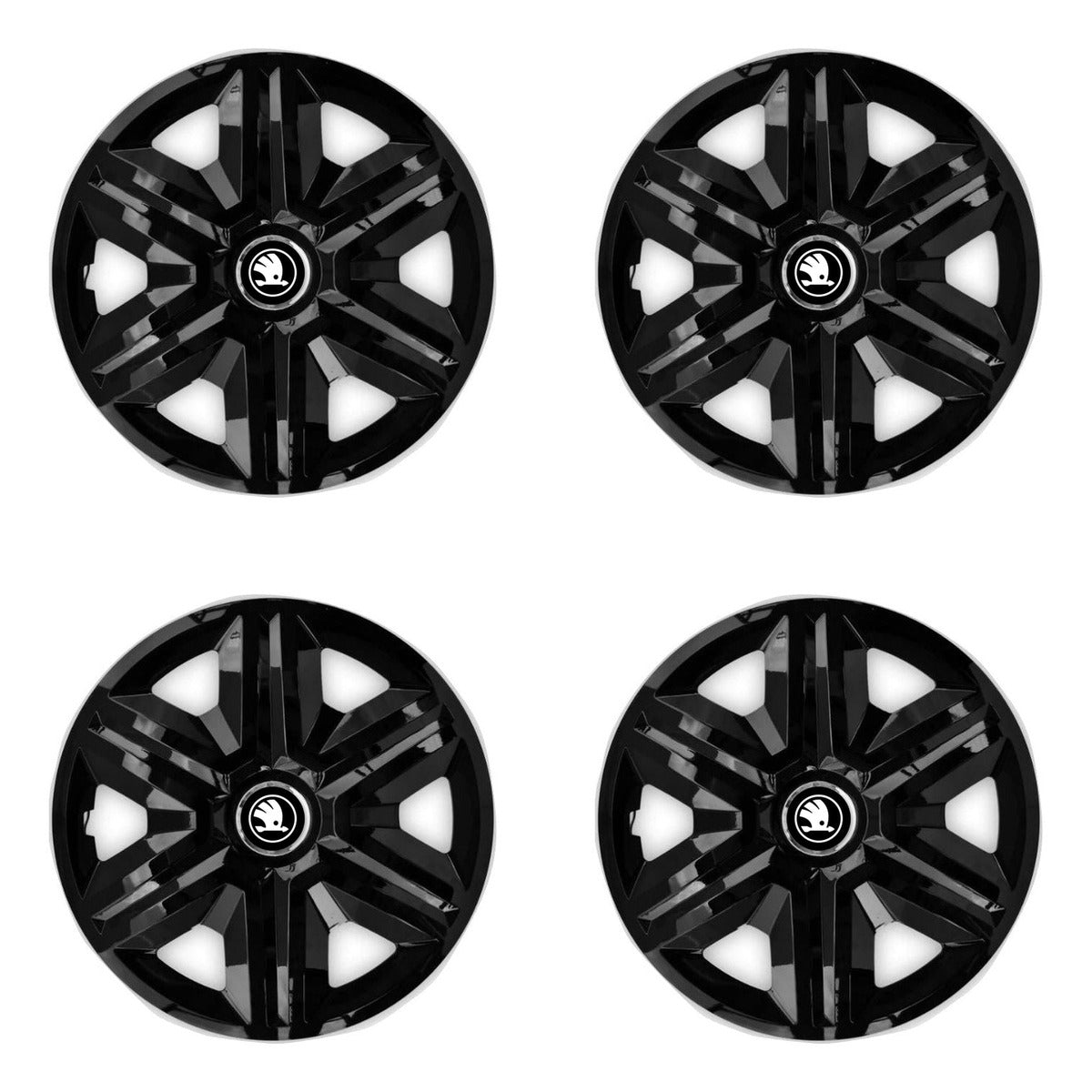 Set 4 capace roti Hubcaps fast black R16 Compatibil Cu Skoda Nou