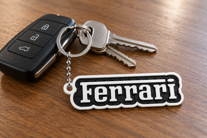 Breloc auto Ferrari cu lanț și inel