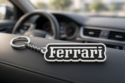 Breloc auto Ferrari cu lanț și inel