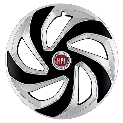 Set 4 capace roti Rex Gri-Negru R15 Compatibil Cu Fiat