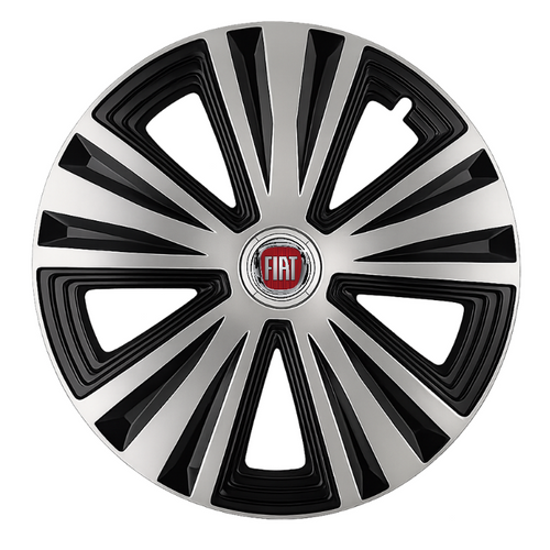 Set 4 capace roti Glory Gri-Negru R15, Compatibil Cu Fiat