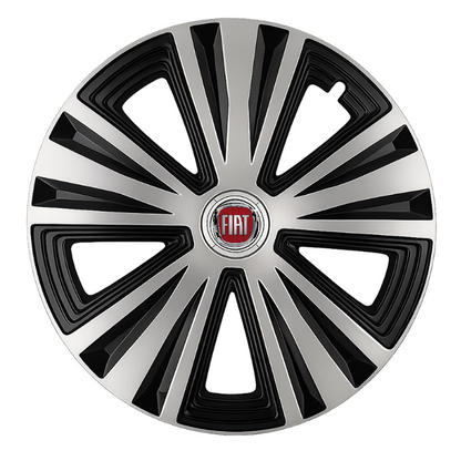 Set 4 capace roti Glory Gri-Negru R15, Compatibil Cu Fiat