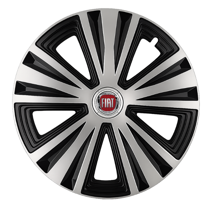 Set 4 capace roti Glory Gri-Negru R16, Compatibil Cu Fiat