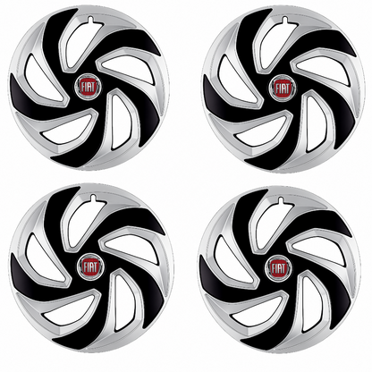 Set 4 capace roti Rex Gri-Negru R15 Compatibil Cu Fiat