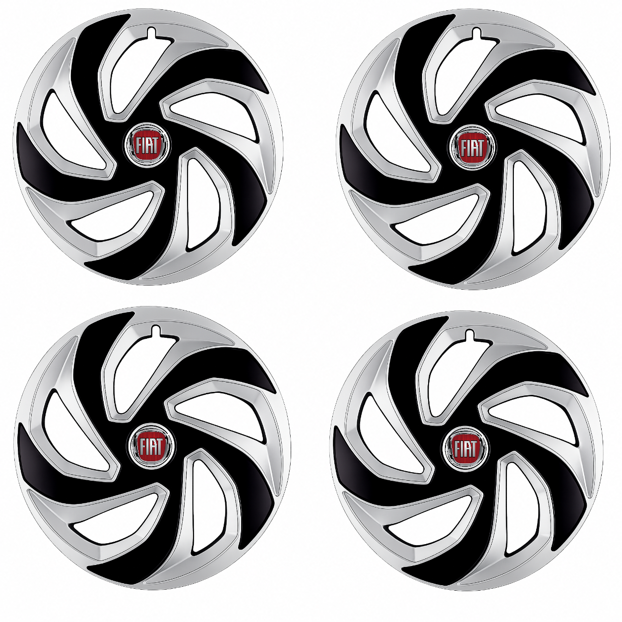 Set 4 capace roti Rex Gri-Negru R16 Compatibil Cu Fiat