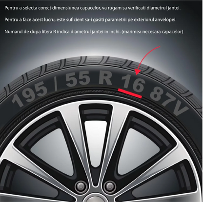 Set 4 capace roti Rex Gri-Negru R14 Compatibil Cu Fiat