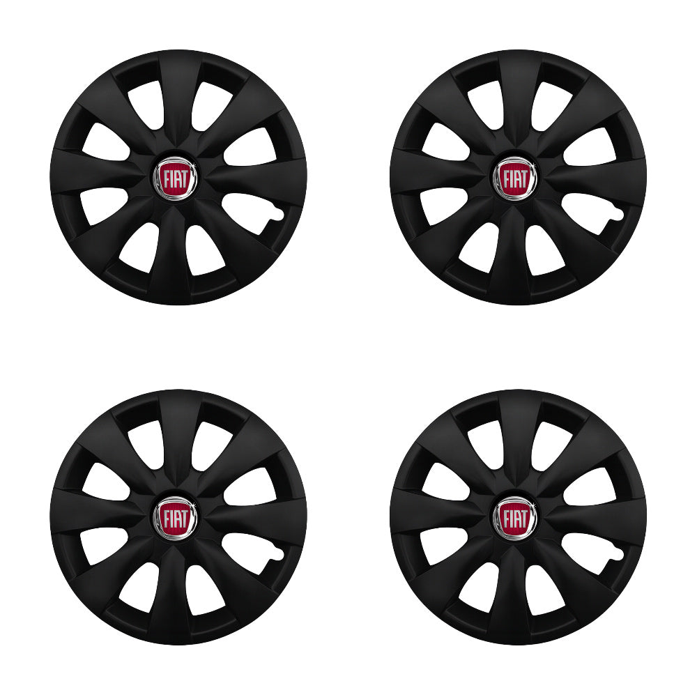 Set 4 capace roti potrivite jantelor de 15 inch compatibile FIAT, Model - 316 Black Edition