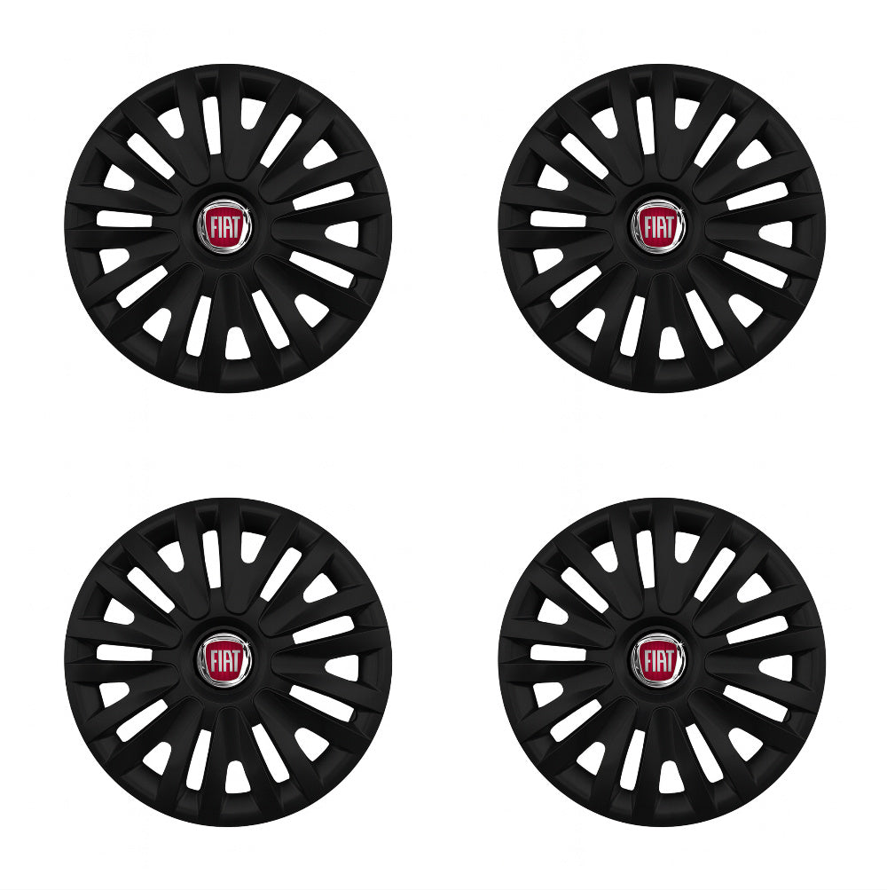 Set 4 capace roti potrivite jantelor de 14 inch compatibile FIAT, Model - 217 Black