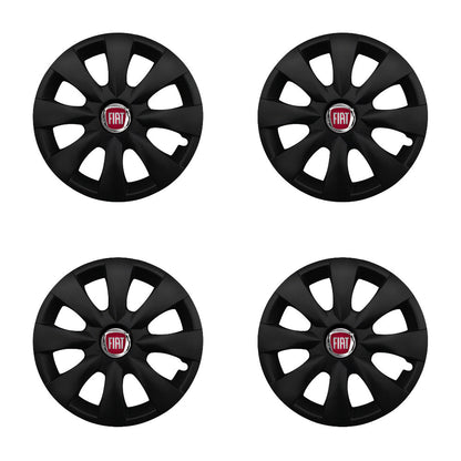 Set 4 capace roti potrivite jantelor de 15 inch compatibile FIAT, Model - 316 Black Edition