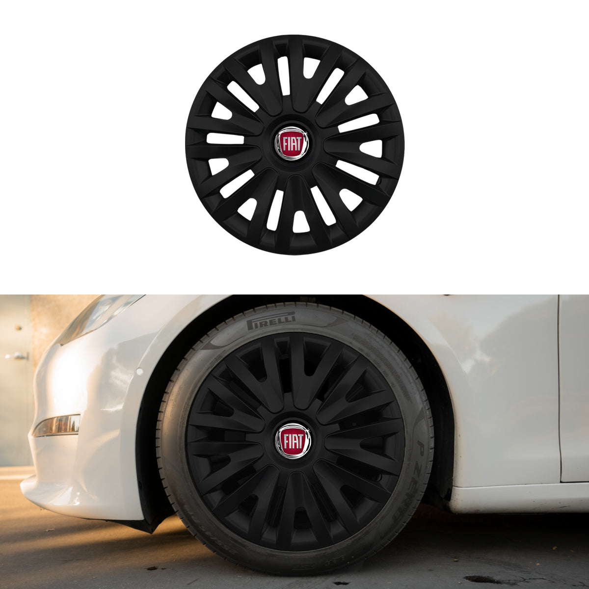 Set 4 capace roti potrivite jantelor de 15 inch compatibile FIAT, Model - 313 Black