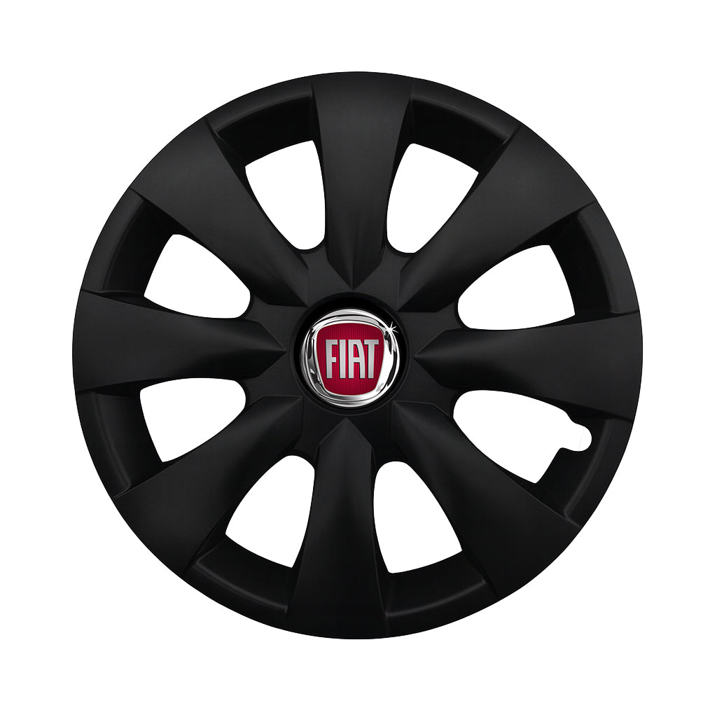 Set 4 capace roti potrivite jantelor de 15 inch compatibile FIAT, Model - 316 Black Edition