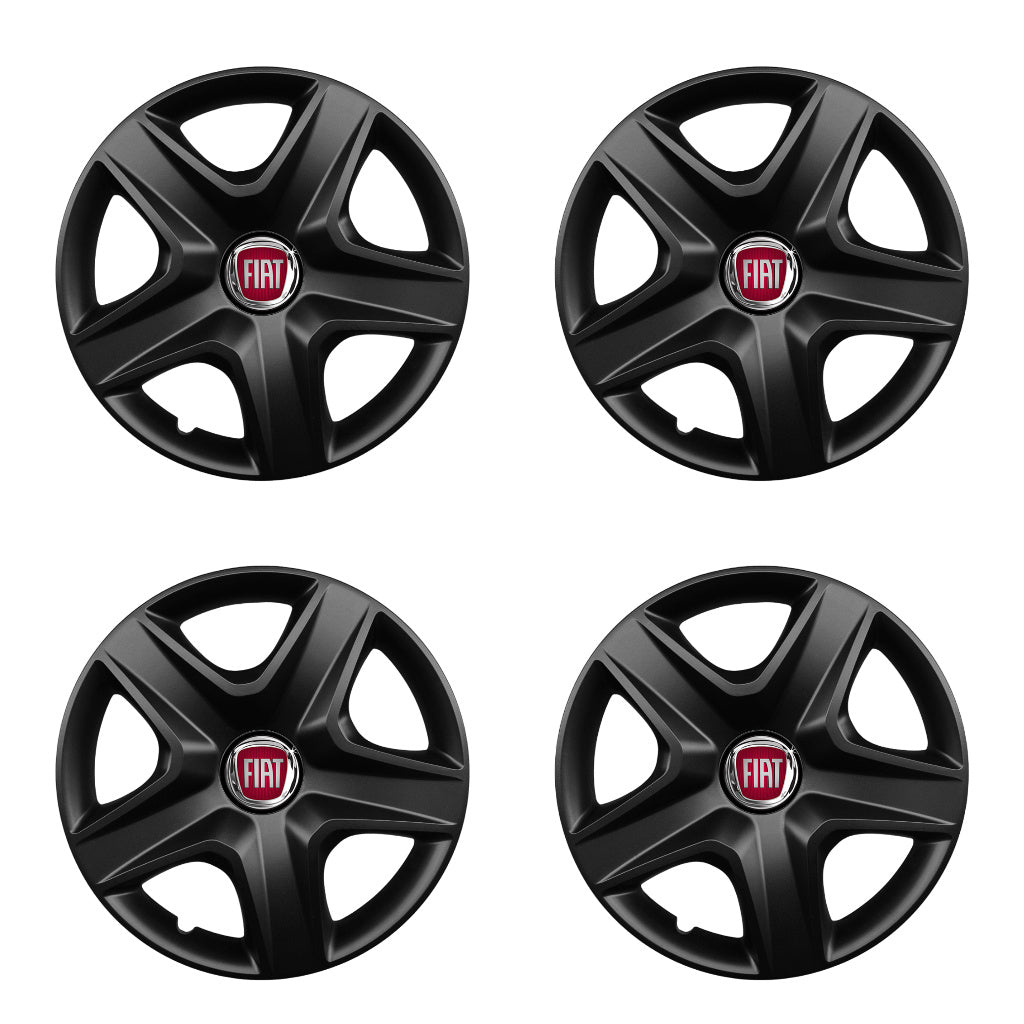 Set 4 capace roti potrivite jantelor de 16 inch compatibile FIAT, Model 418 Black