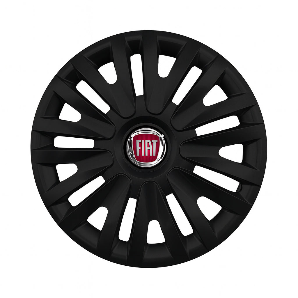 Set 4 capace roti potrivite jantelor de 14 inch compatibile FIAT, Model - 217 Black