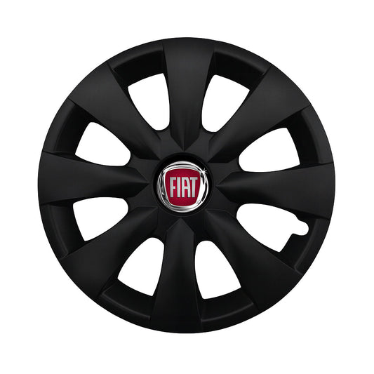 Set 4 capace roti potrivite jantelor de 15 inch compatibile FIAT, Model - 316 Black Edition