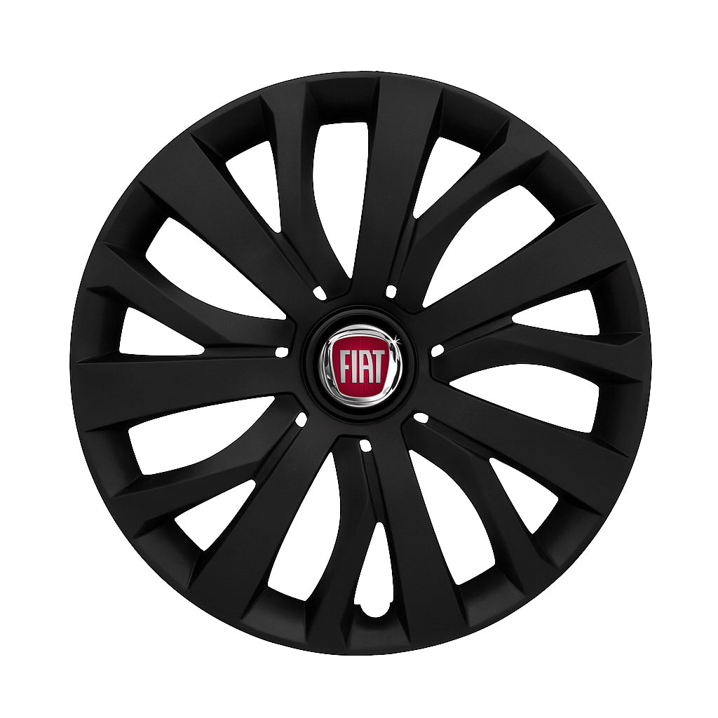Set 4 capace roti potrivite jantelor de 16 inch compatibile FIAT, Model - 432 Black Edition