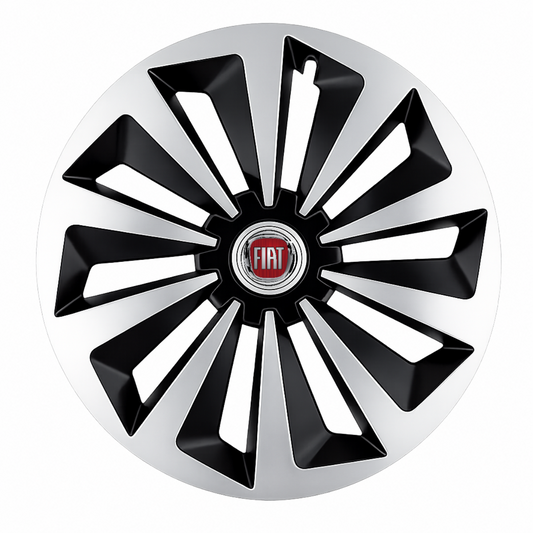 Set 4 capace roti Fox Gri-Negru R15 Compatibil Cu Fiat