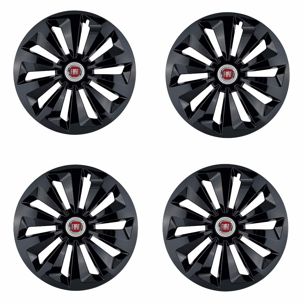 Set 4 capace roti Fox negru R15 Compatibil Cu Fiat