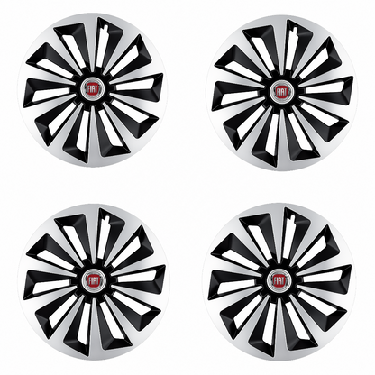 Set 4 capace roti Fox Gri-Negru R14 Compatibil Cu Fiat