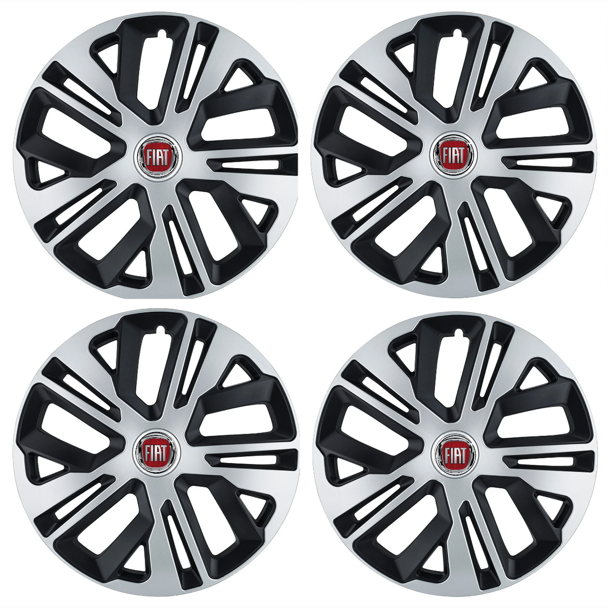 Set 4 Capace Roti 14 inchi (R14) Raven Gri-Negru, Compatibile Cu Fiat