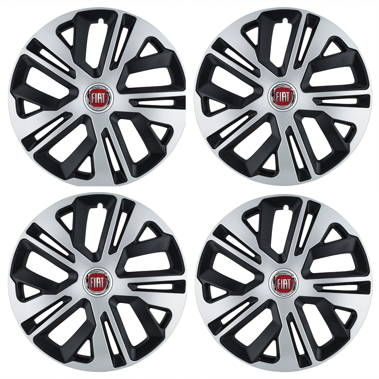 Set 4 Capace Roti 15 inchi (R15) Raven Gri-Negru, Compatibile Cu Fiat