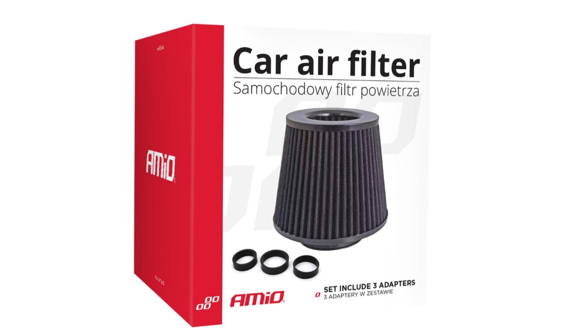 Filtru sport universal de admisie a aerului auto, Negru 160x155x118mm cu adaptori