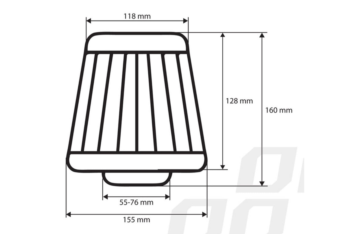 Filtru sport universal de admisie a aerului auto, Negru 160x155x118mm cu adaptori