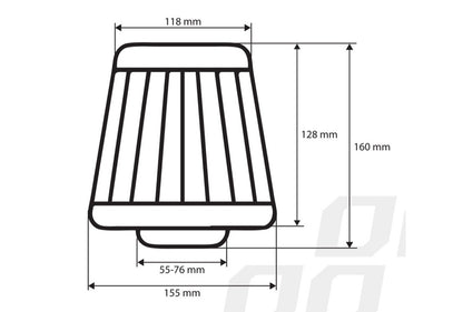 Filtru sport universal de admisie a aerului auto, Negru 160x155x118mm cu adaptori