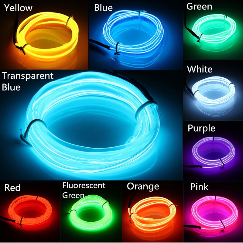 Fir cu neon 3 metri 5V galben cu USB