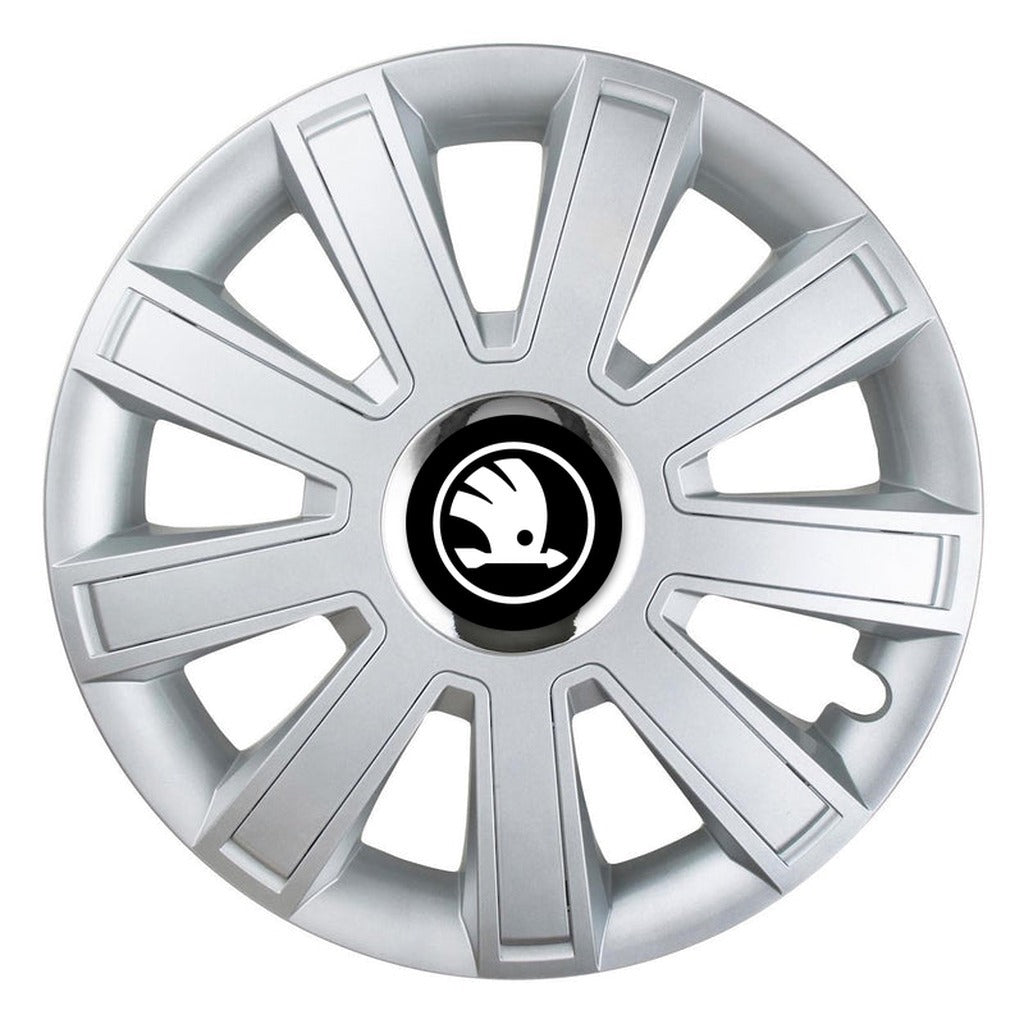 Set 4 Capace Roti, potrivite jantelor de R15, pentru Skoda Nou, model flash cromat