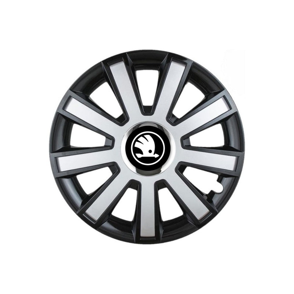 Set 4 capace roti Flash Gri-Negru R14 pentru gama auto Skoda Nou
