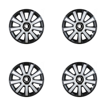 Set 4 capace roti Flash Gri-Negru R14 pentru gama auto Skoda Nou
