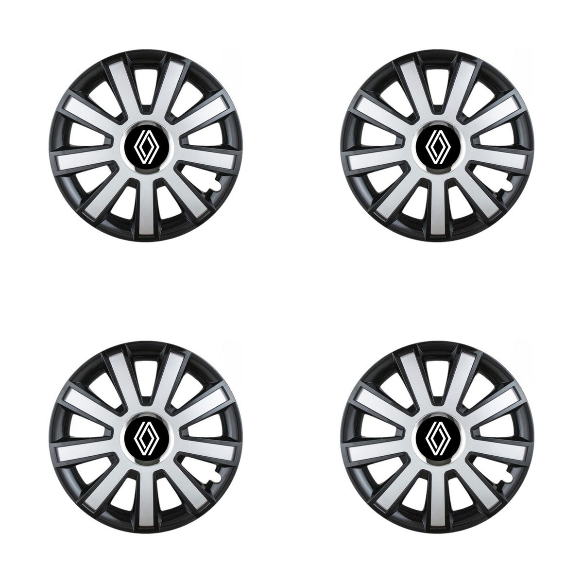 Set 4 capace roti Flash Gri-Negru R14 pentru gama auto Renault Nou