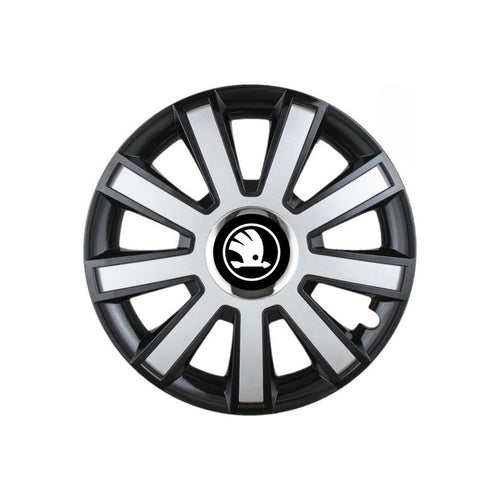 Set 4 capace roti Flash Gri-Negru R15 pentru gama auto Skoda Nou