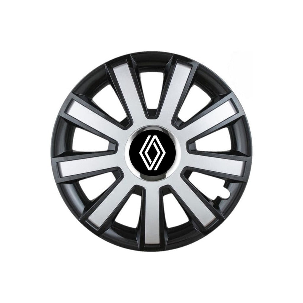 Set 4 capace roti Flash Gri-Negru R15 pentru gama auto Renault Nou