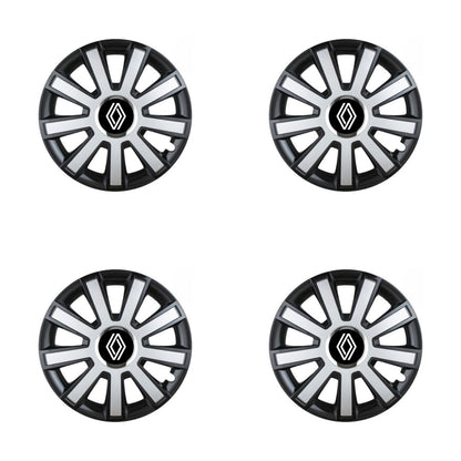 Set 4 capace roti Flash Gri-Negru R15 pentru gama auto Renault Nou