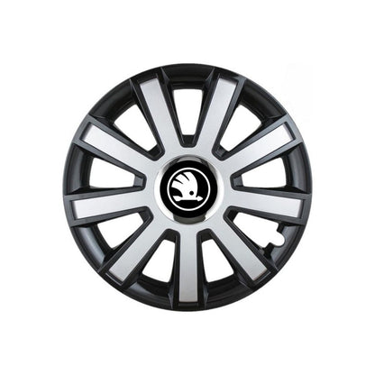 Set 4 capace roti Flash Gri-Negru R16 pentru gama auto Skoda Nou
