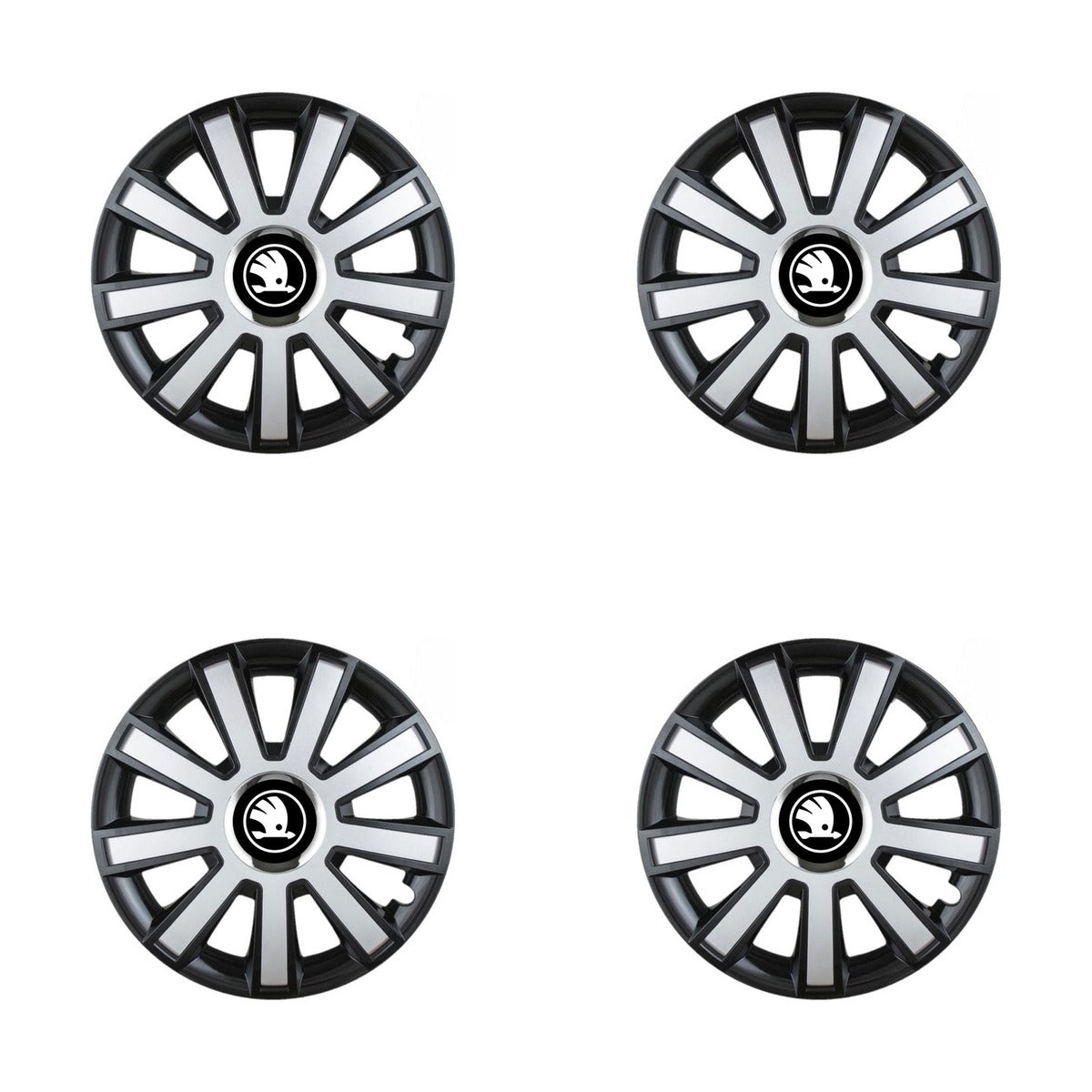 Set 4 capace roti Flash Gri-Negru R16 pentru gama auto Skoda Nou