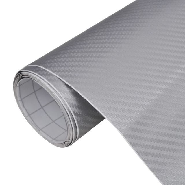 Folie carbon auto 3D, 1 x 1.27 m, Argintiu