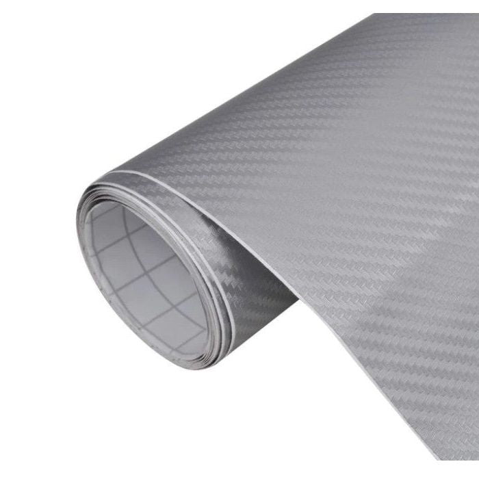 Folie carbon auto 3D, 2 x 1.27 M, Argintiu