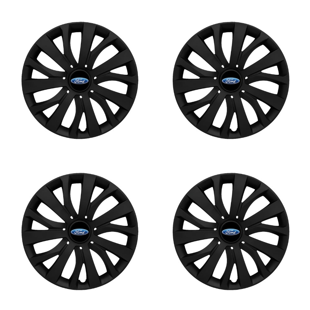 Set 4 capace roti potrivite jantelor de 15 inch compatibile FORD, Model - 345 Black Edition