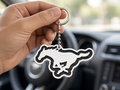 Breloc auto Ford Mustang logo cu lanț și inel
