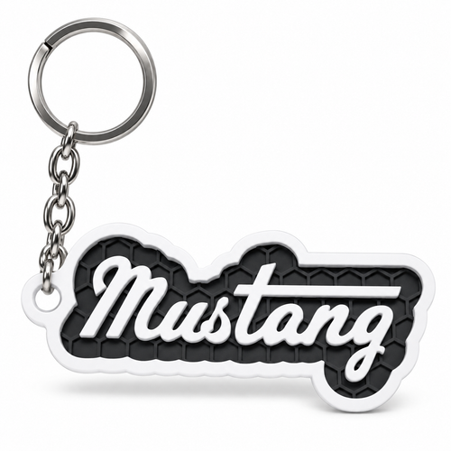 Breloc auto Ford Mustang inscripție cu lanț și inel