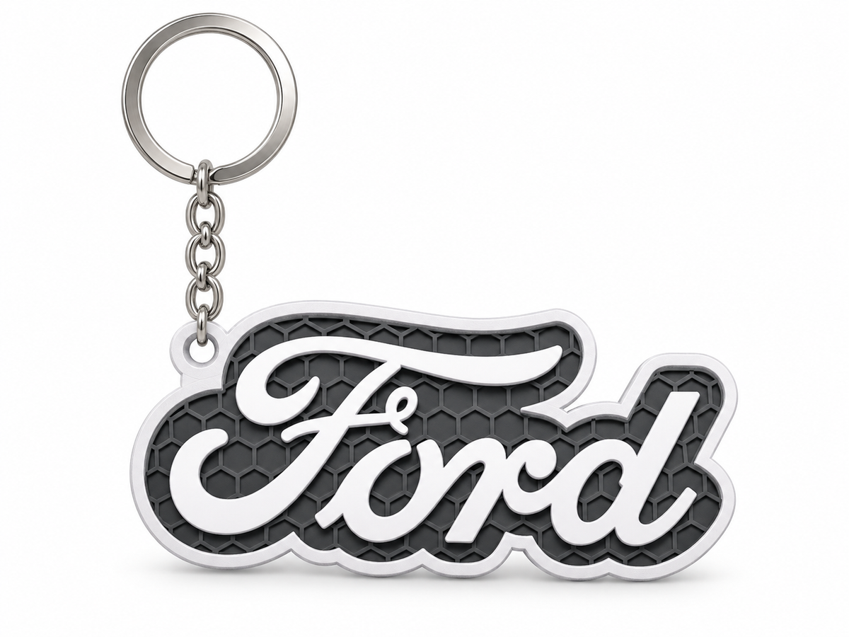 Breloc auto Ford inscripție cu lanț și inel