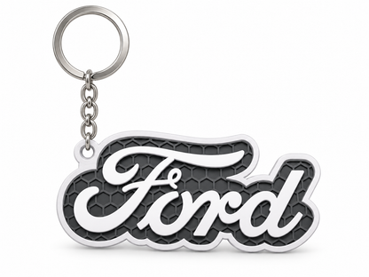 Breloc auto Ford inscripție cu lanț și inel