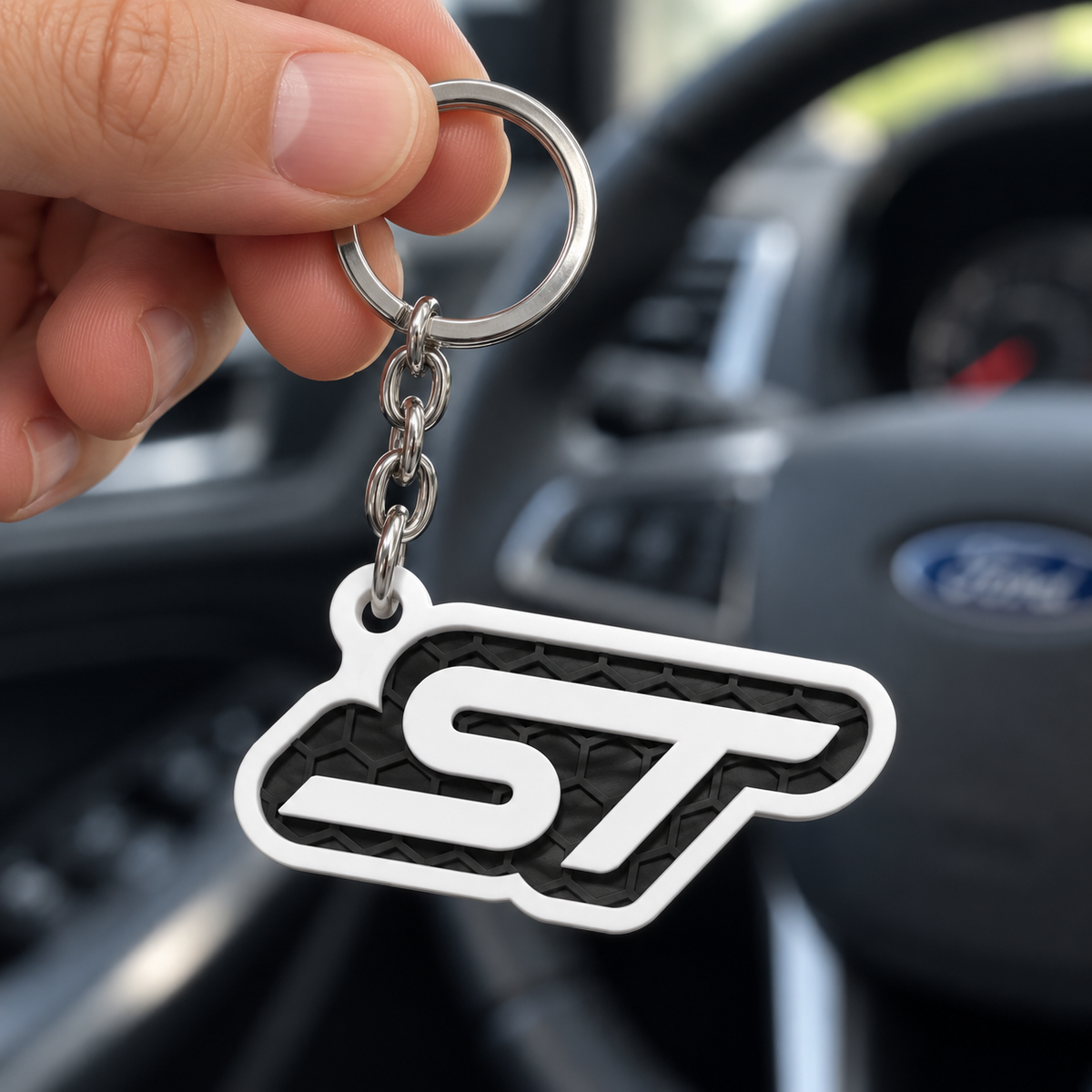 Breloc auto Ford ST cu lanț și inel